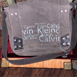 Calvin Klein PREOWNED Dark Gray denim Messenger Bag crossbody
